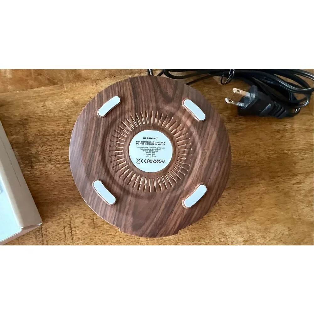 Bearwind S35 Coffee Mug Warmer Desk Heater Wood Grain New